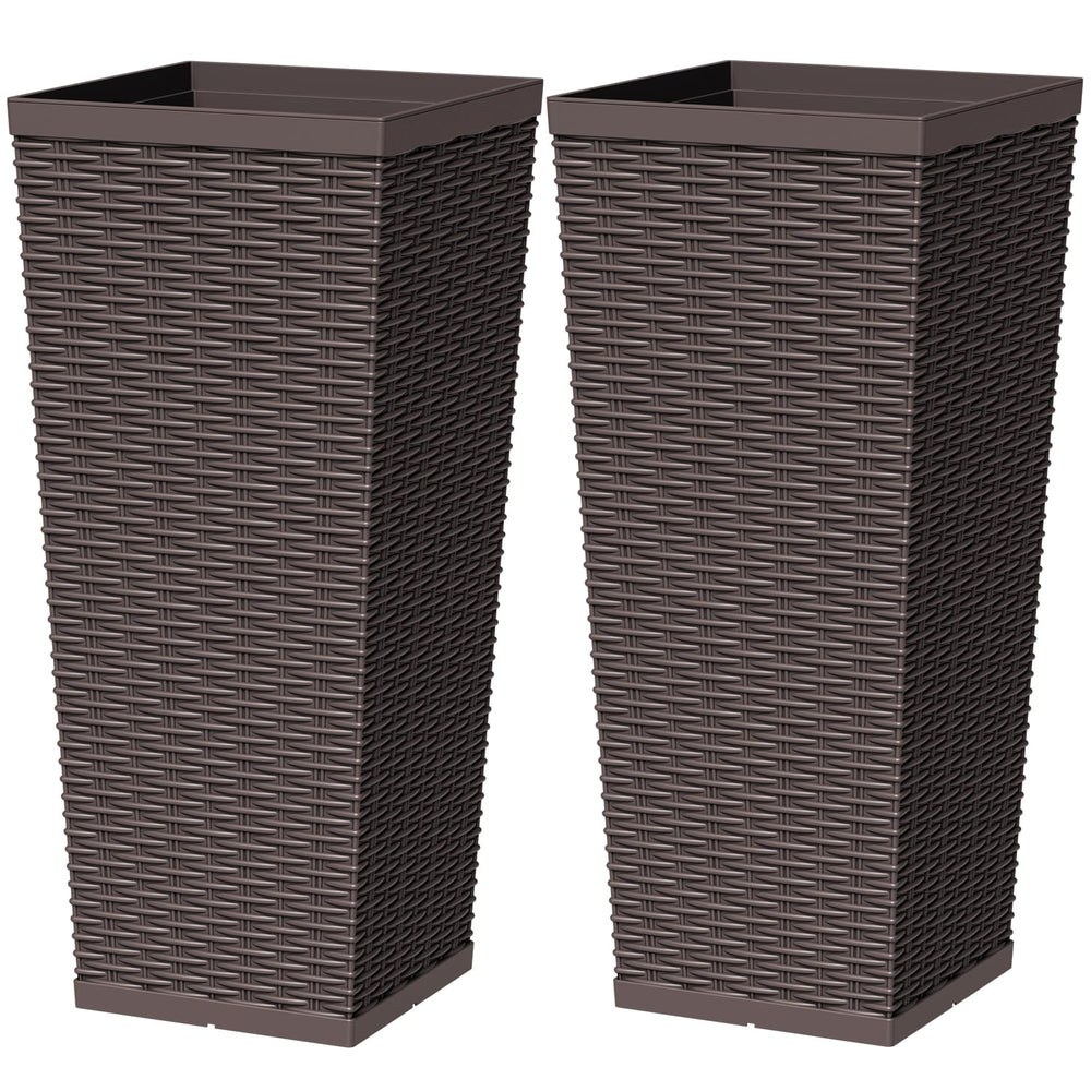 Greesum front view brown planter showing rattan look and size benefit