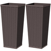 Greesum front view brown planter showing rattan look and size benefit