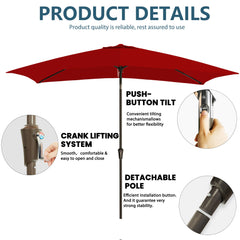 GREFORG umbrella crank and push-button tilt shown for easy operation benefit