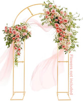 GRENTY front view of gold dual-arch backdrop showing elegant silhouette and instant focal impact
