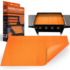 Griddle Buddy front view on Blackstone showing full coverage benefit