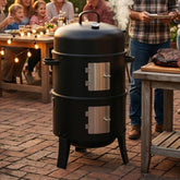 GRILIFE front view of assembled smoker grill showing sturdy build and large cooking area