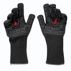 Grill Heat Aid front packaging showing gloves and features for safe grilling