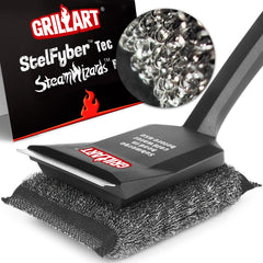 GRILLART front view showing replaceable pad and safe bristle-free design benefit