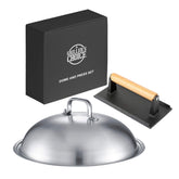 Grillers Choice rectangular stainless dome front view showing durable construction and easy cleaning benefit