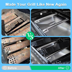 Grillfired full kit laid out with five burners and tamers for easy part verification