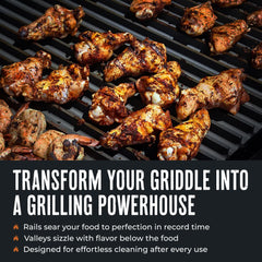 GrillGrate in use searing steak with clear marks and juicier result