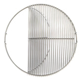 GRILLJOB front view of 22 inch hinged grate showing full cooking surface and stability