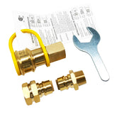 GRILLJOB front view of full brass quick-connect kit showing included parts and benefit fast conversion