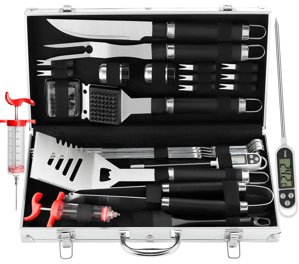 grilljoy aluminum case open showing organized tools for easy transport