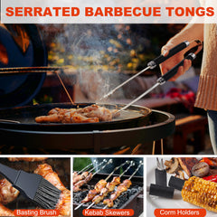 grilljoy metal skewers and corn holders detail for easy kebab assembly and serving