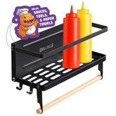 Grillzilla front view foldable shelf showing compact organization benefit