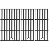 Grimate front view of three-piece cast iron grate set showing fit and finish