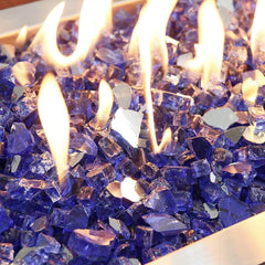 GRISUN close-up texture of 1/2 inch tempered blue fire glass sparkle