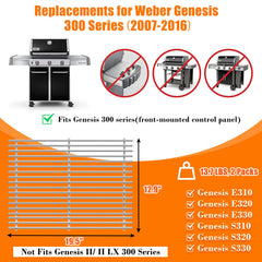 GRISUN grates installed on a Genesis 300 series grill showing correct fit and even heat