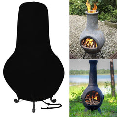 Groumh front view of cover on chiminea protecting from weather