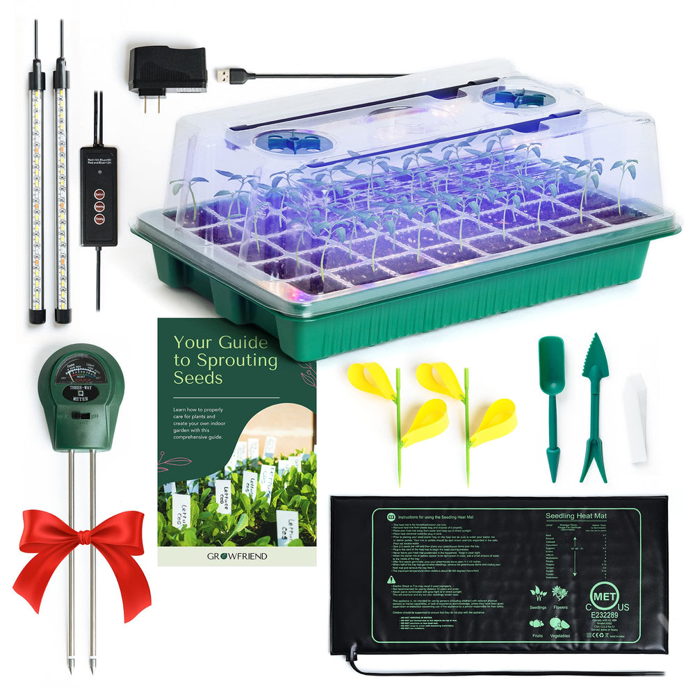 GROWFRIEND full kit assembled showing tray, lights, and dome for convenient indoor gardening