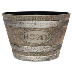 GROWSCAPE front view showing oak-brown barrel and weathered charm, enhances curb appeal
