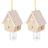GRTRE front view of trap showing natural wood and hanging loop for easy installation