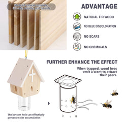 GRTRE trap hanging under eave facing southwest to attract sun-active carpenter bees