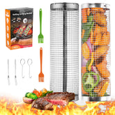 GRUNEN WOLKEN front view of two rolling grill baskets showing secure cooking