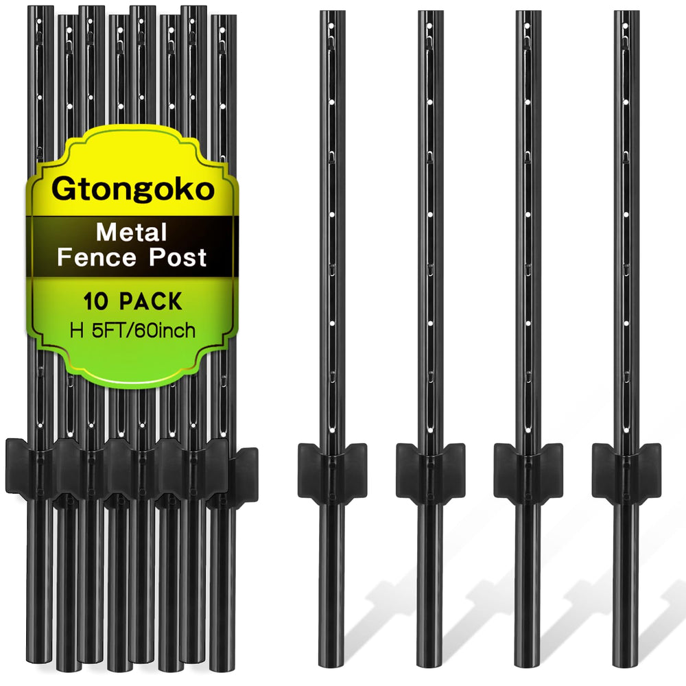 Gtongoko front view of 5FT posts showing durable U-channel and black finish for lasting support