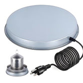 GUEOQTC heated base front view showing compact 11 inch design and stable platform benefit