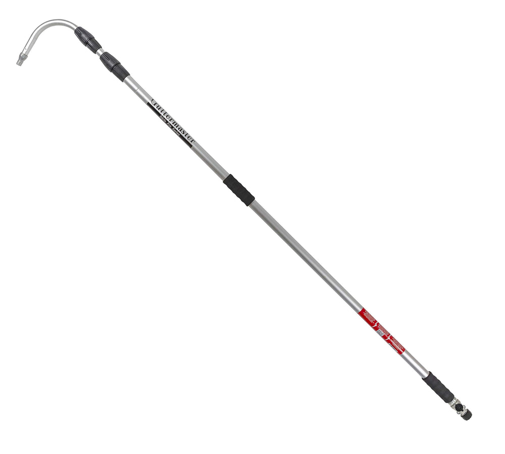 GUTTER MASTER front view of pro pole showing full wand and curved head for safe gutter cleaning
