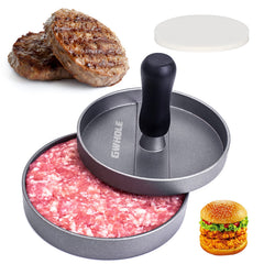 GWHOLE front view of burger press showing sturdy aluminum mold for consistent patties