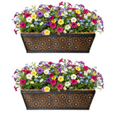 GYATSOCYG front view of two black metal window boxes showing sleek finish and benefit: durable display