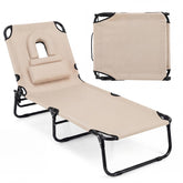 GYMAX front view of folded lounger showing compact storage benefit