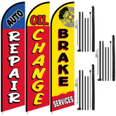 Hahafelt flag front packaging showing bold auto repair messaging and benefit of curb appeal