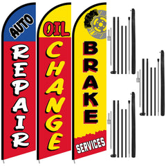 Hahafelt flag front packaging showing bold auto repair messaging and benefit of curb appeal