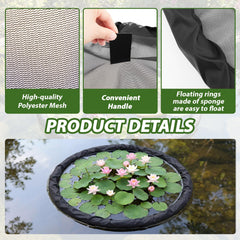 Hahafelt floating island in pond around marginal plants showing protection from fish benefit