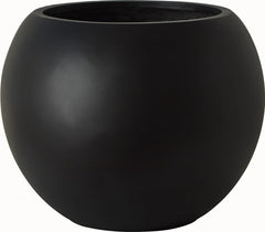 Haispring black fiberstone planter front view showcasing elegant round silhouette and stylish finish