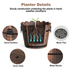 HakkaGirl barrel planters staged with kitchen herbs showing practical indoor use and easy access to herbs