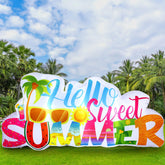 Halloscume front view showing multicolor summer letters and cheerful curb appeal