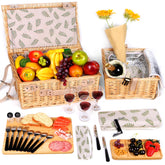 Hap Tim dual wicker picnic basket front view showing elegant woven finish and handles for easy transport