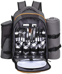 Hap Tim front view of picnic backpack showing organized compartments and portability