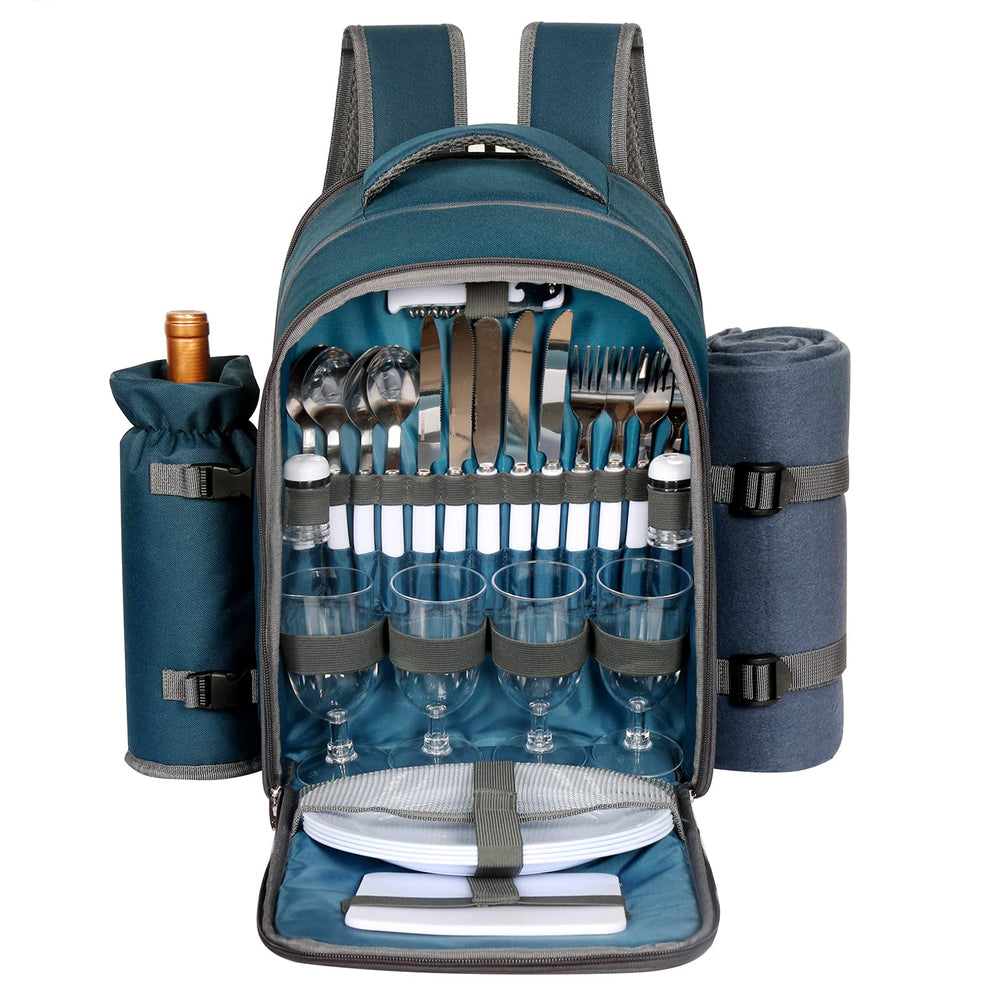 Hap Tim front view of packed backpack showing organized picnic storage and quick access