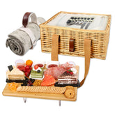 Hap Tim front view of wicker picnic basket showing organized storage and easy transport