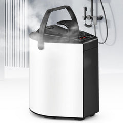Hapyvergo front view of steamer showing compact design and controls for easy setup