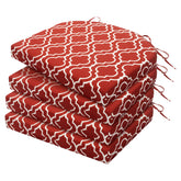 HARBOREST front view of four wine red geometry cushions showing pattern and color benefit