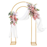 Harfirbe front view gold double arch frame showing elegant backdrop benefits