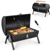 HaSteeL front view showing compact assembled grill and portability benefit