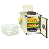 Hatching Time front view cabinet showing compact incubator and sturdy design benefit