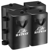 Hatway front view showing four filled canopy weight bags securing tent