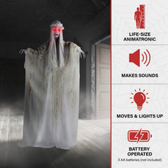 Haunted Hill Farm bride side profile displaying flowing hair and gown for silhouette