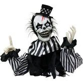 Haunted Hill Farm clown front view showing poseable figure and menacing posture