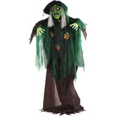 Haunted Hill Farm Maple front view showing full witch animatronic and eerie pose benefits immersive decoration